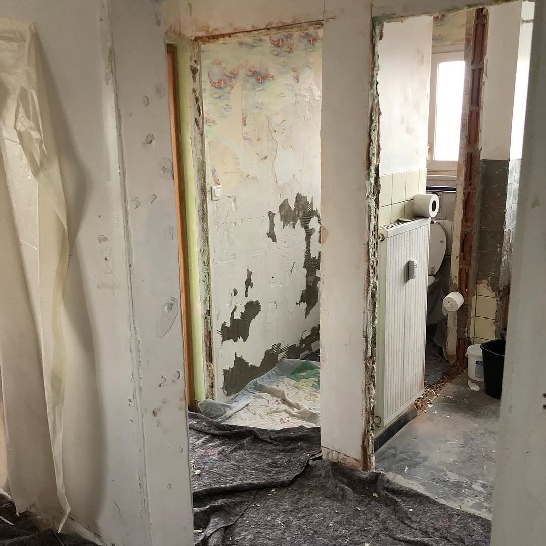 ancienne cloison cuisine salle eau avant demolition