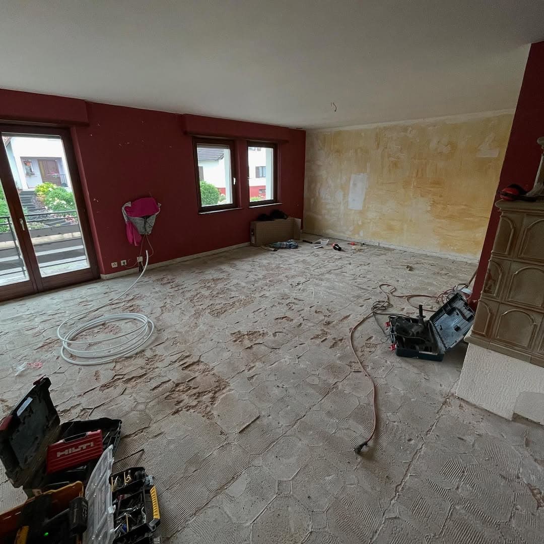salon depose sol ancien pendant travaux