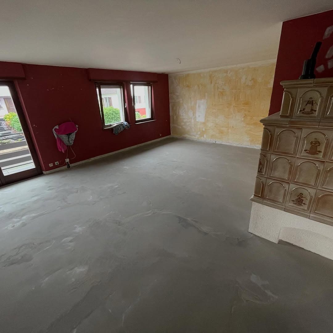 salon ragreage sur plancher chauffant pendant travaux