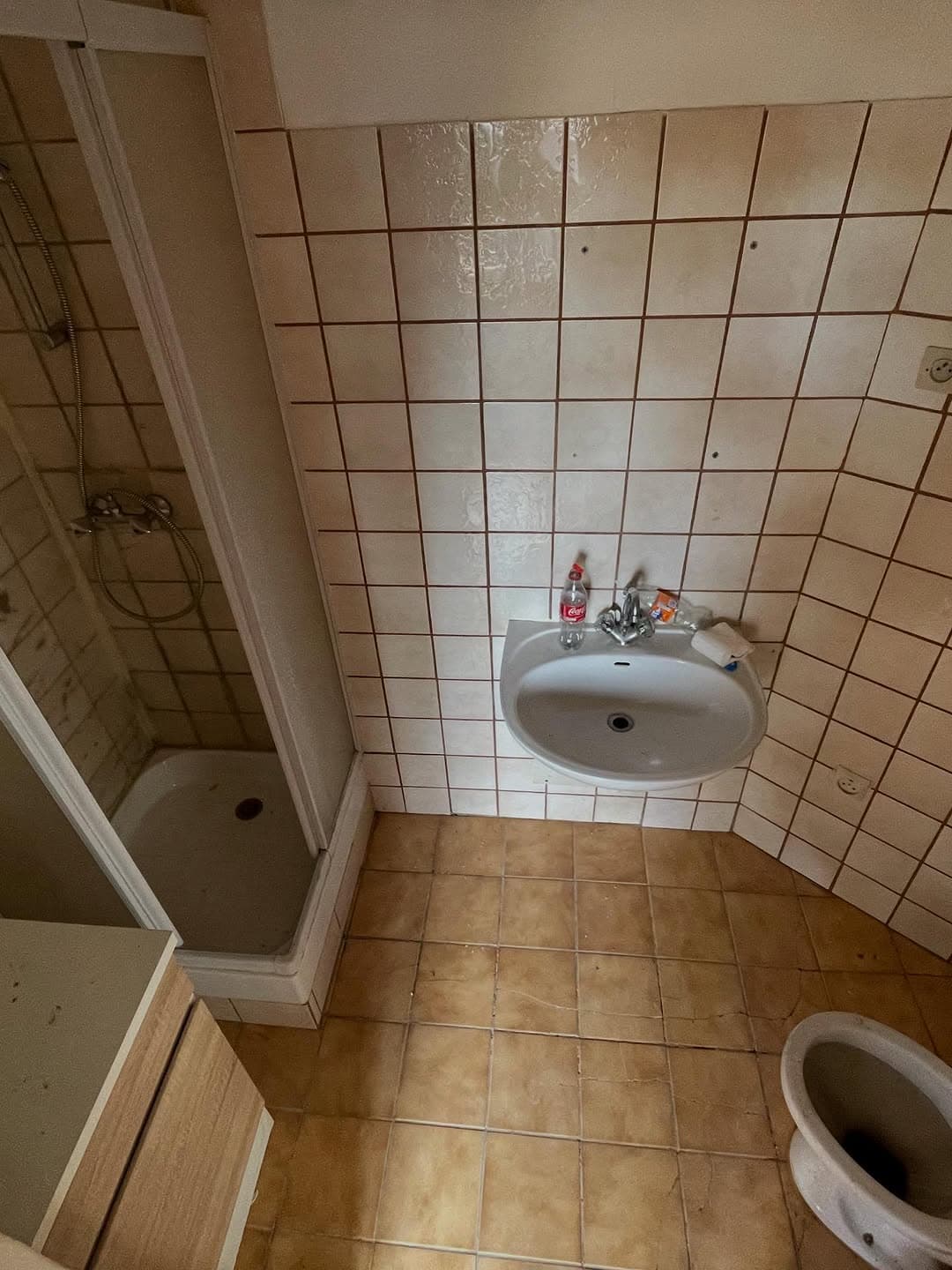 salle eau carrelage ancien lavabo wc avant